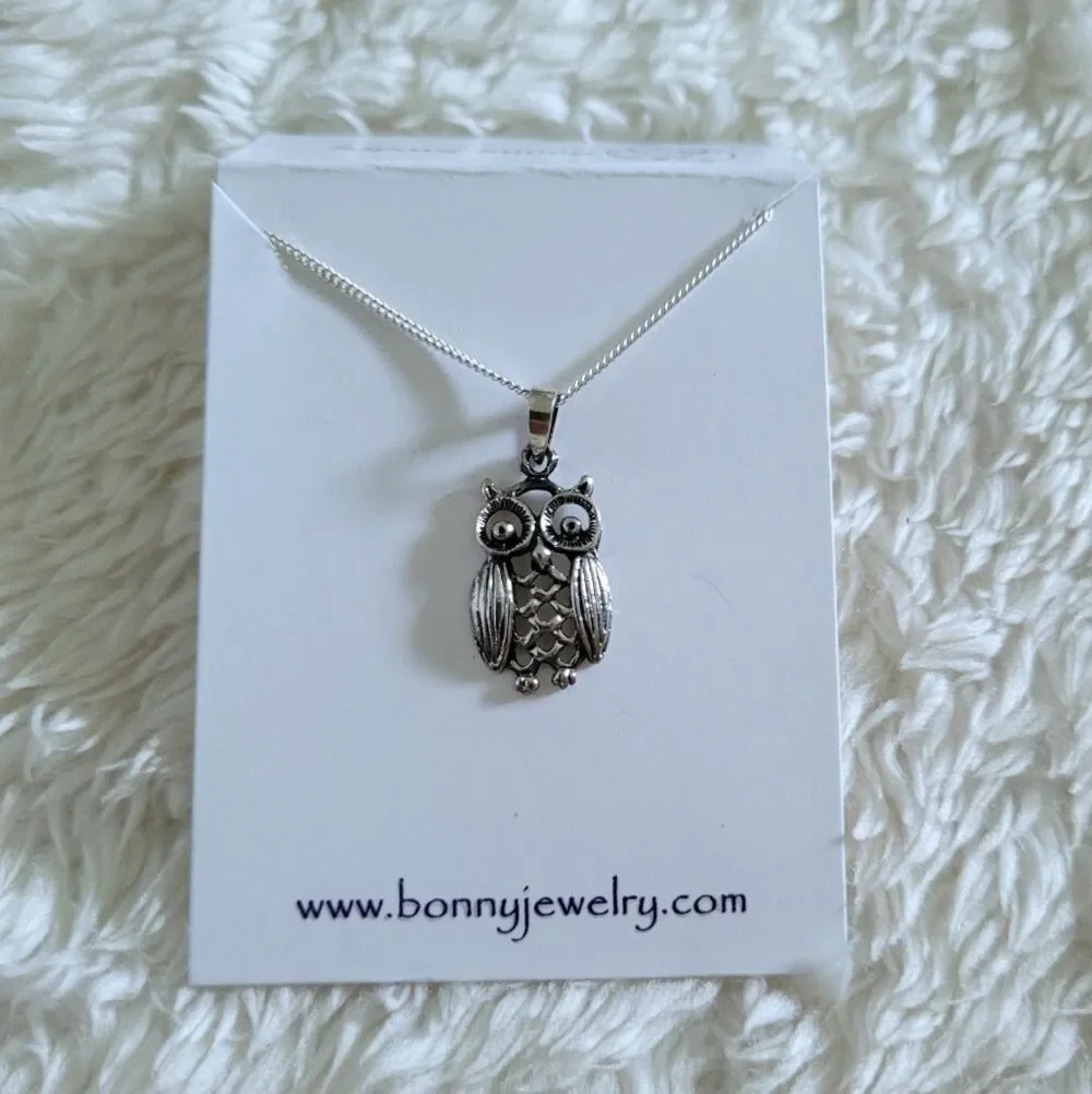 Bonny Jewelry Silver🤍 Owl🦉 Pendant Necklace - NIB